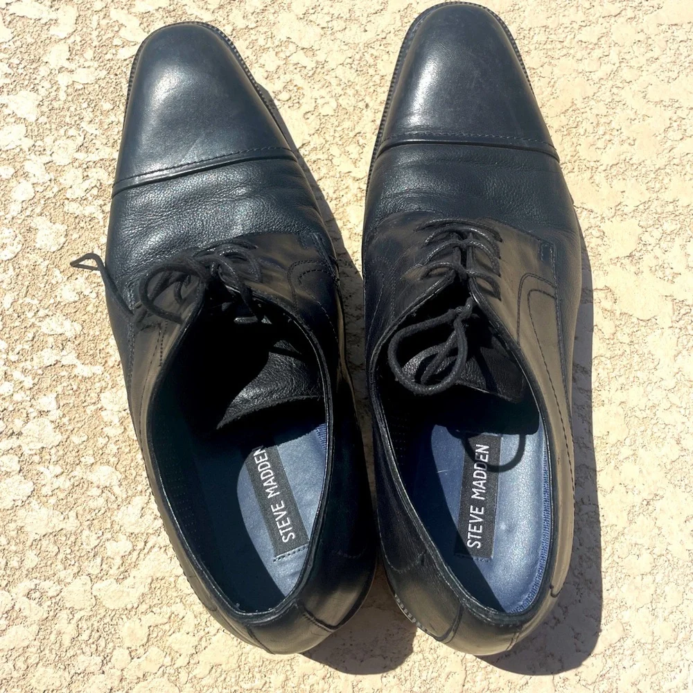 Steve Madden Zohit Men's Black Oxford Tie Shoe SZ 13M Preppy Officewear